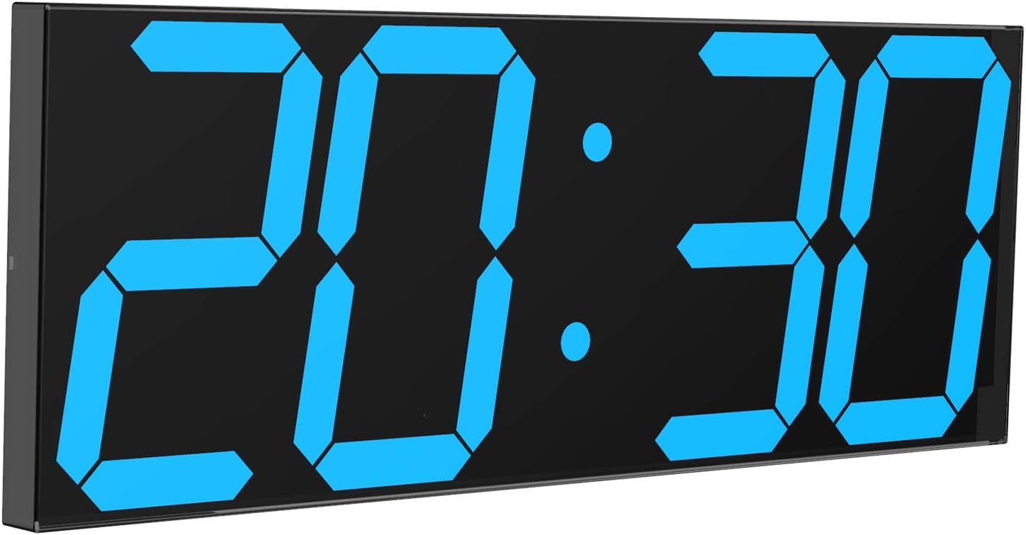CHKOSDA LED Large Digital Wall Clock, Oversize Wall Clock with 6” Numbers, Remote Control Count up/Countdown Timer Clock, Auto Dimmer, Big Calendar and Thermometer(Red)