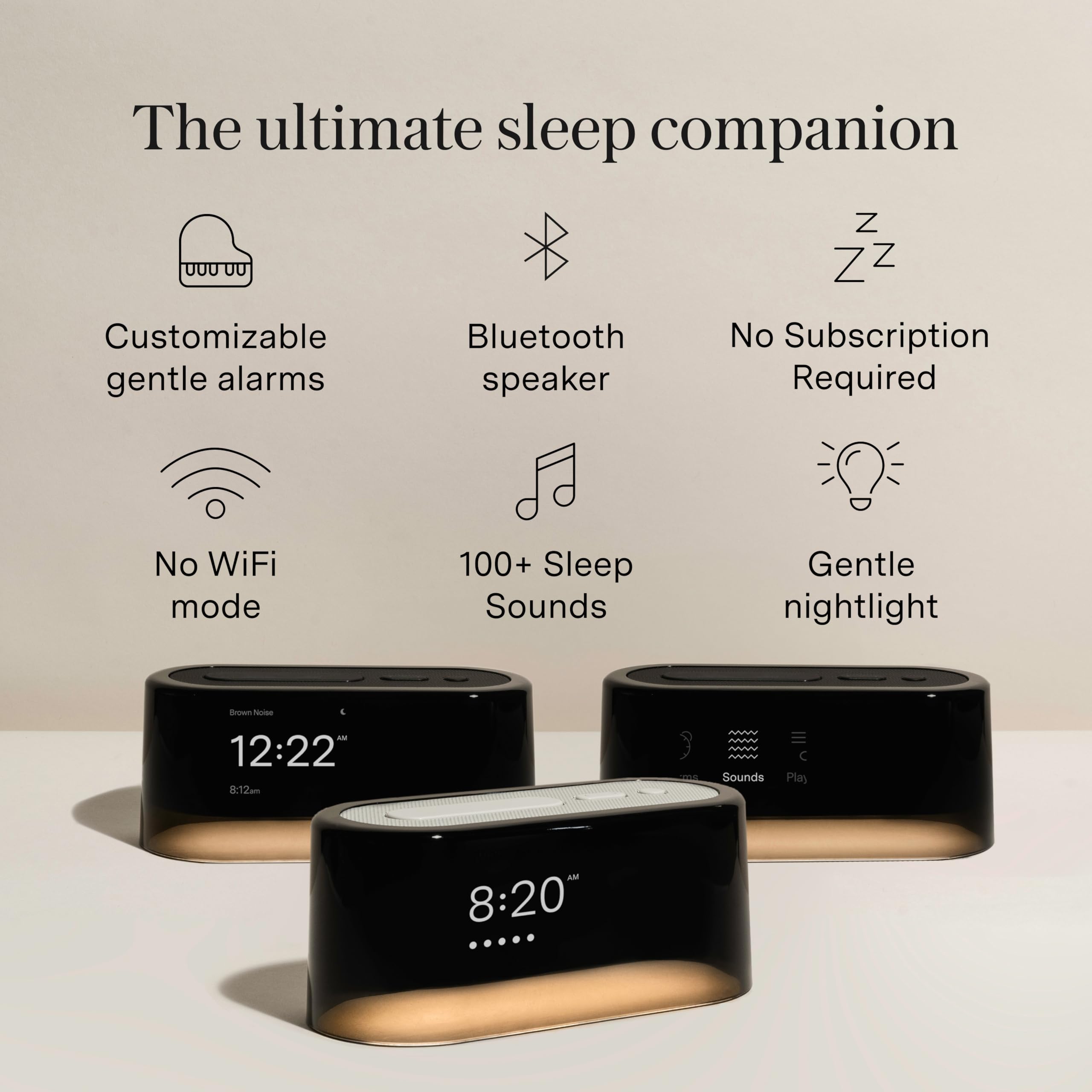 Loftie Alarm Clock with Sound Machine – Smart Alarm Clock with Night Light, White Noise, Bluetooth Speaker, 100+ Sounds Included Free, No Subscription Required, Blackout Mode- Black