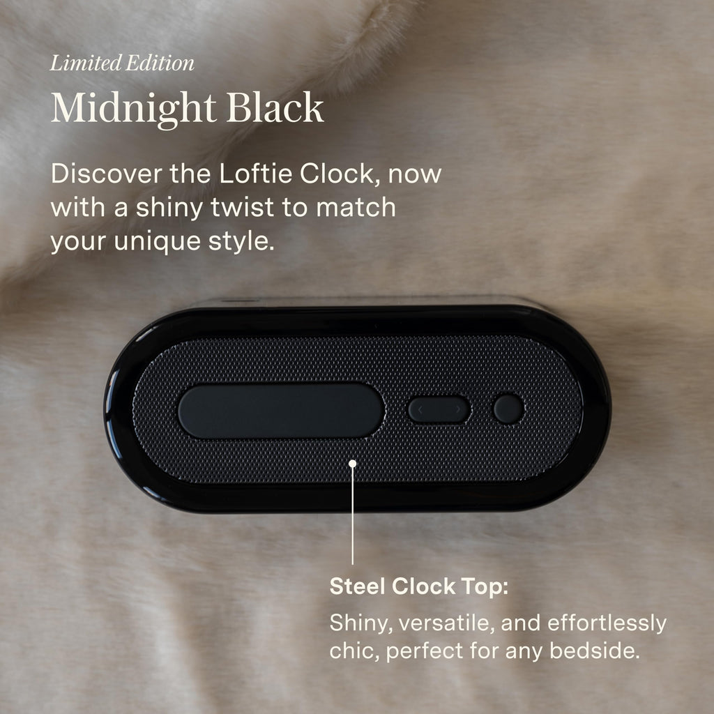 Loftie Alarm Clock with Sound Machine – Smart Alarm Clock with Night Light, White Noise, Bluetooth Speaker, 100+ Sounds Included Free, No Subscription Required, Blackout Mode- Black