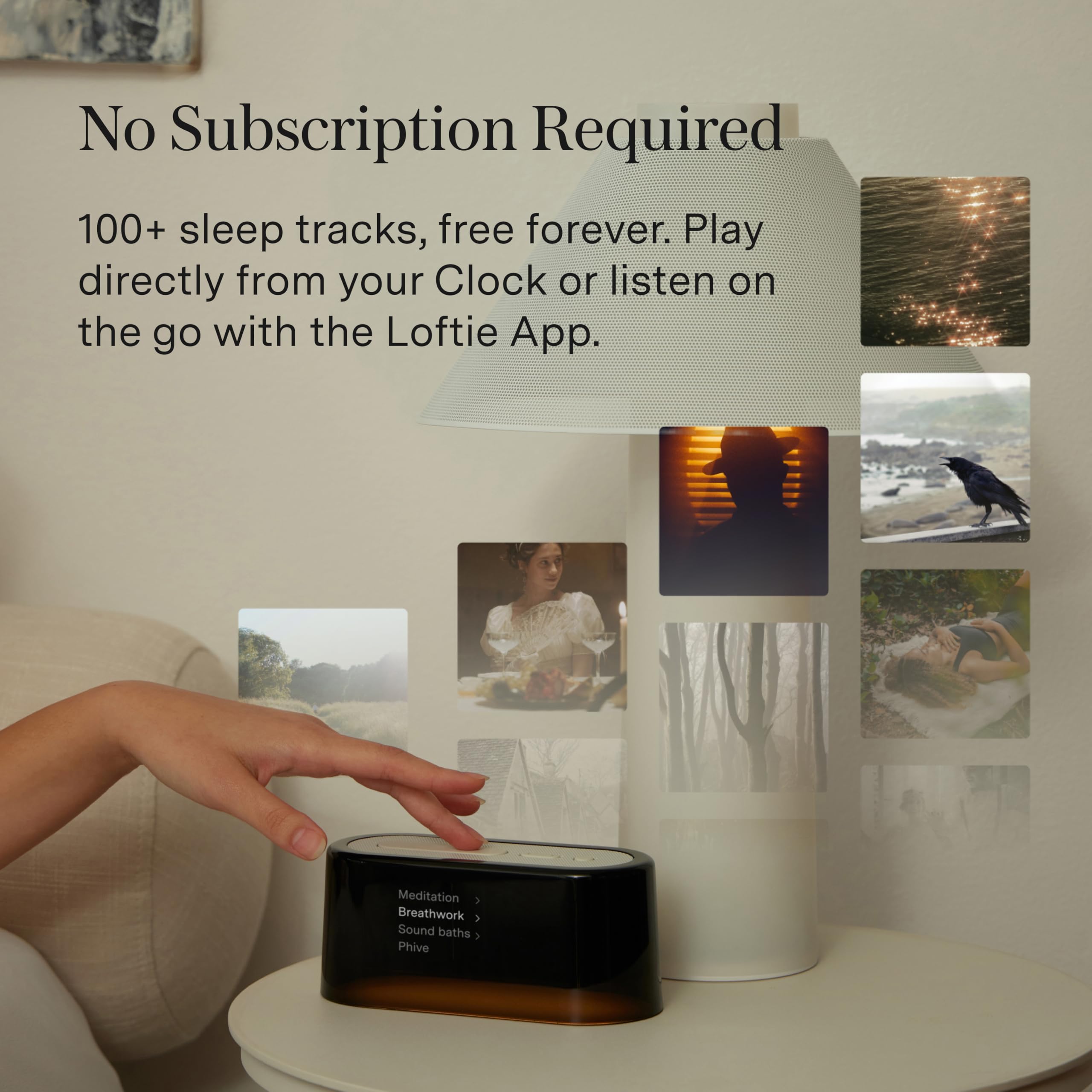 Loftie Alarm Clock with Sound Machine – Smart Alarm Clock with Night Light, White Noise, Bluetooth Speaker, 100+ Sounds Included Free, No Subscription Required, Blackout Mode- Black